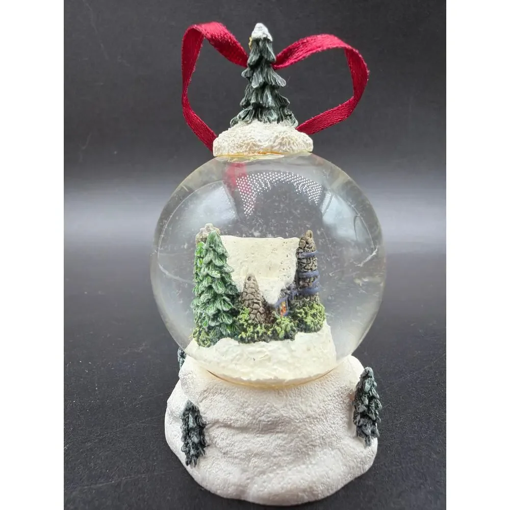 Thomas Kinkade Stonehearth Hutch 1999 Mini Snow Globe Christmas Ornament 3”